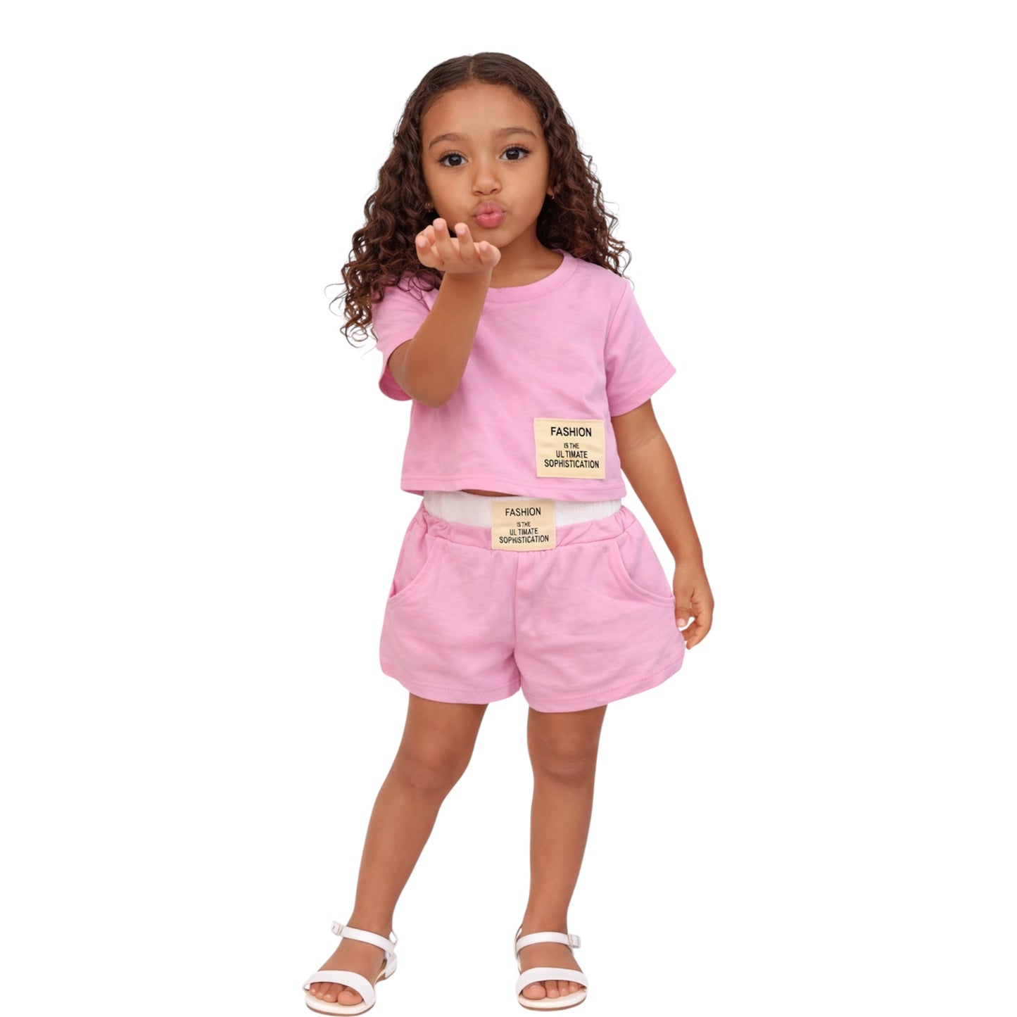 Pink Casual T-Shirt & Shorts Set