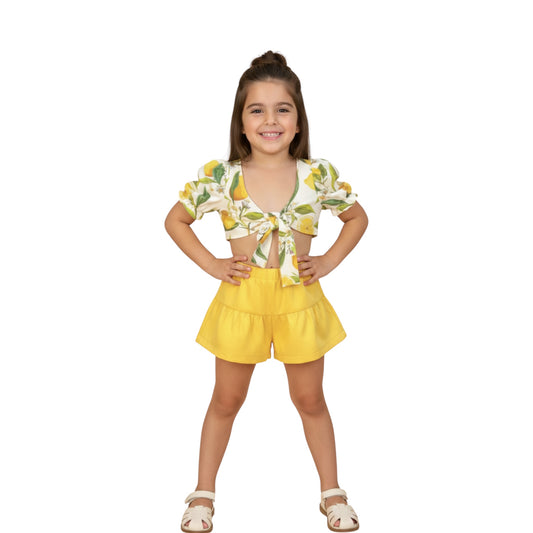 Girl Lemon Print Top &Shorts Set