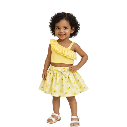 Girl One Shoulder Top & Skirt Set