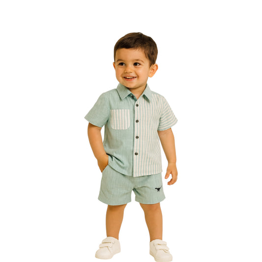 Boy Cotton Shirt &Shorts Set