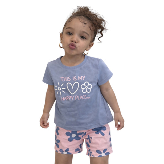 Girls Cotton T-Shirt & Printed Shorts Set