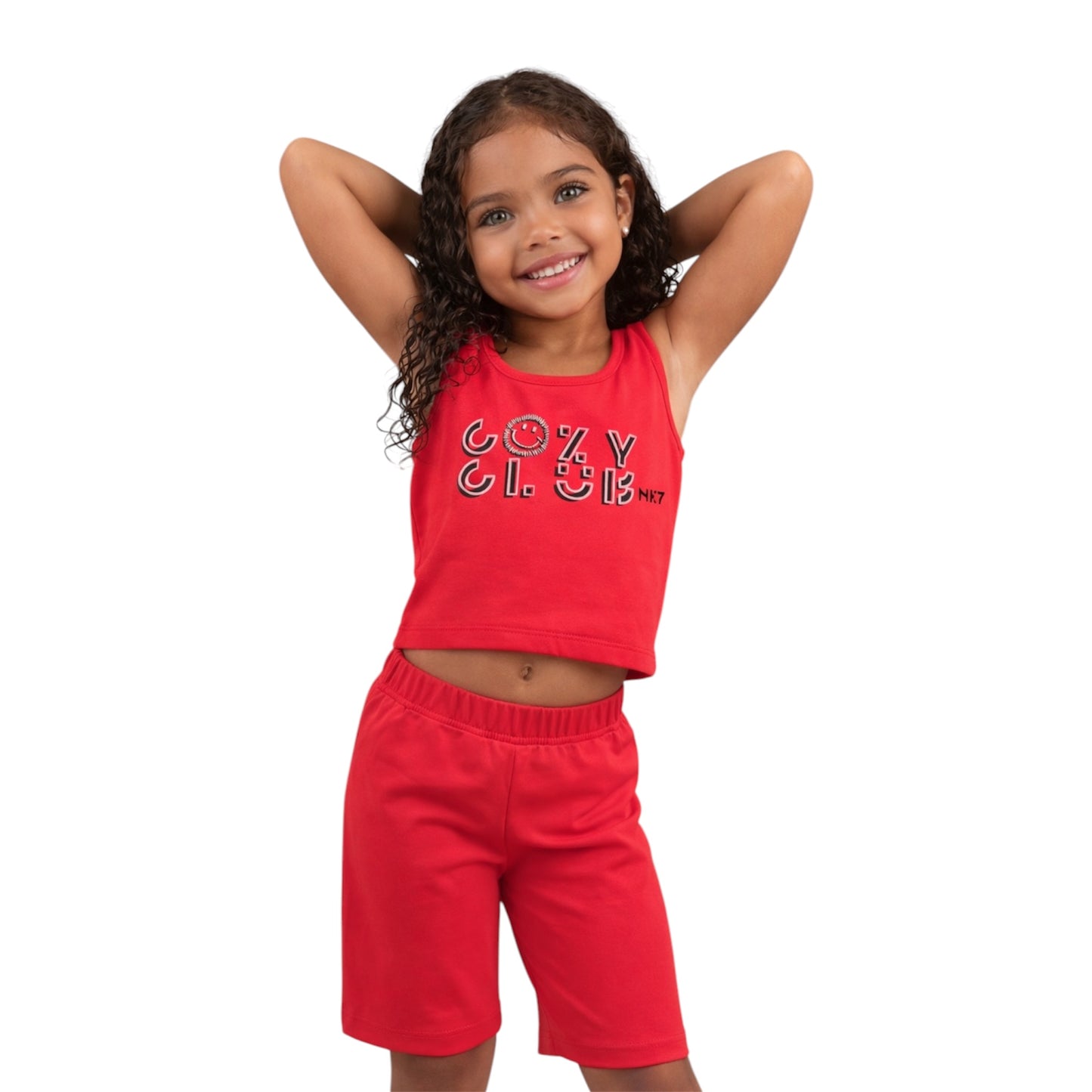 Girls NEK “Cozy Club” Top & Biker Shorts Set