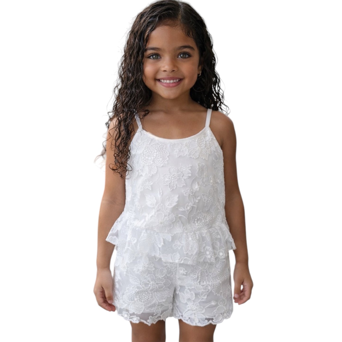 Girls Lace Top & Shorts Set