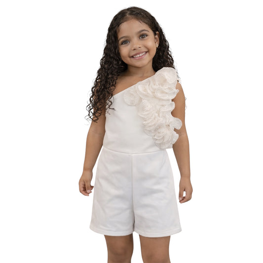 Girls One Shoulder Ruffle Jumpsuit