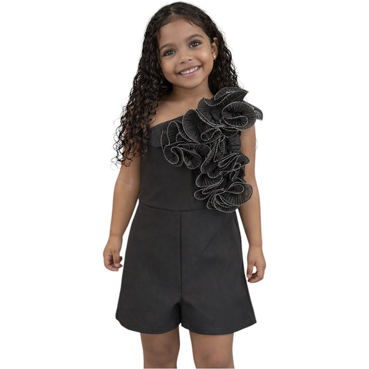 Girls One Shoulder Ruffle Jumpsuit