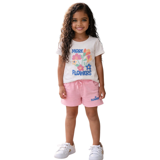 Girls “More Flowers” T-Shirt & Shorts Set