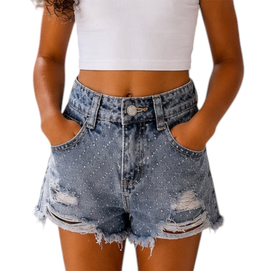 Παιδικό Denim Σορτς με Strass