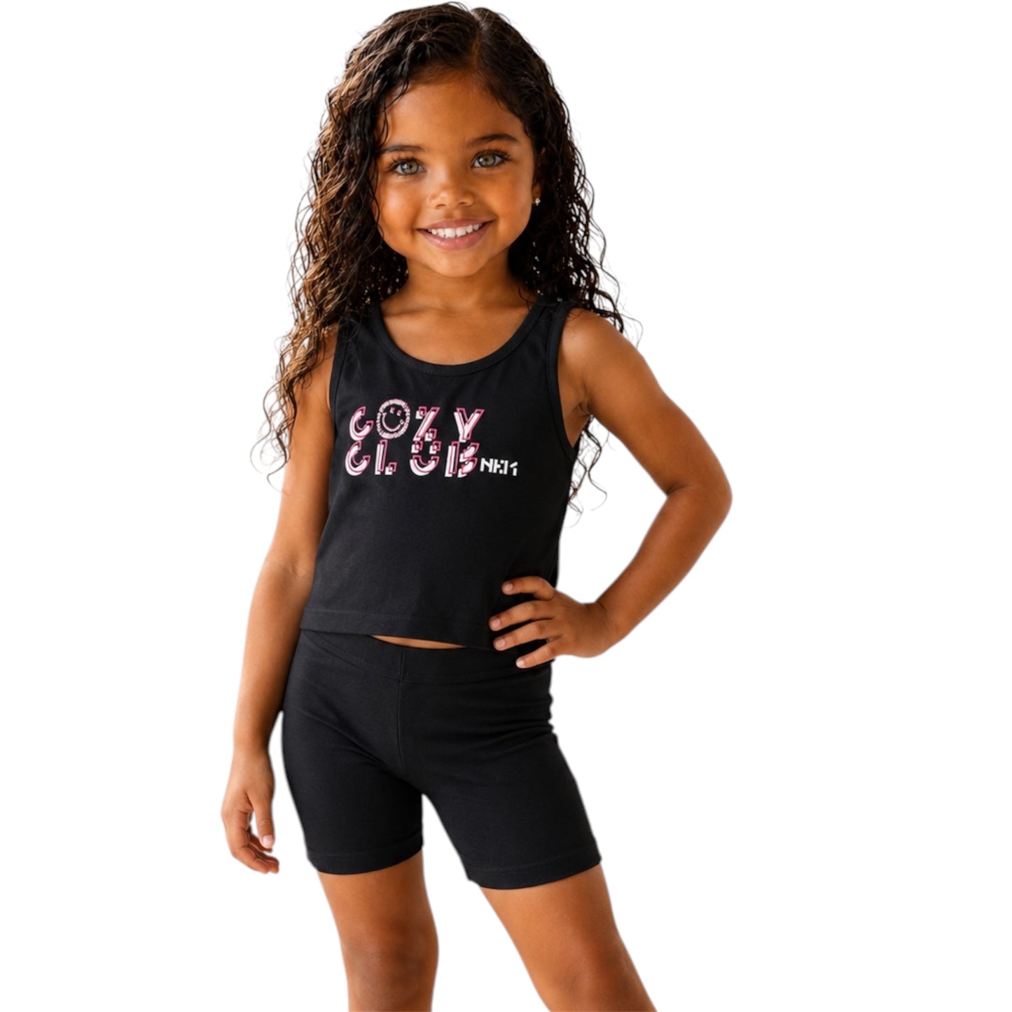 Girls NEK “Cozy Club” Top & Biker Shorts Set