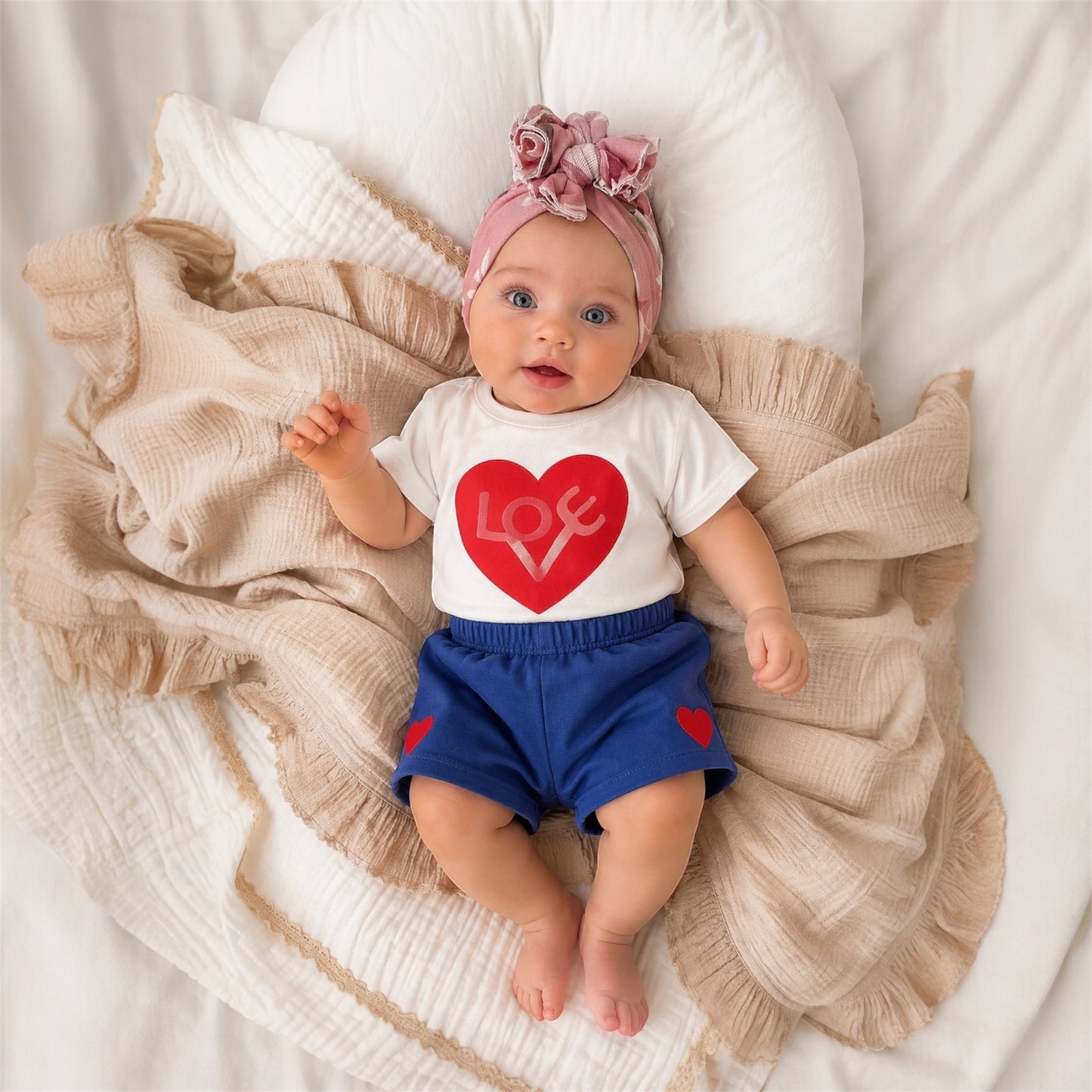 YELL OH! Βρεφικό Σετ T-Shirt & Σορτσάκι Love