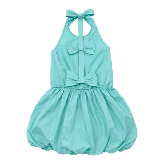 White Bow Back Balloon Dress