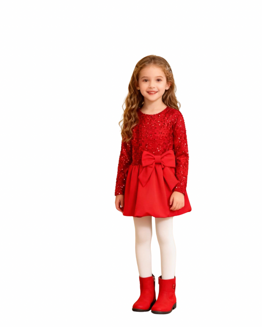Παιδικό Βραδινό Φόρεμα με Παγιέτες και Διακοσμητικό Φιόγκο