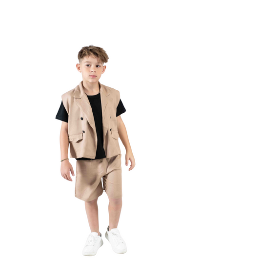 Boys' Summer Vest Set – Camel