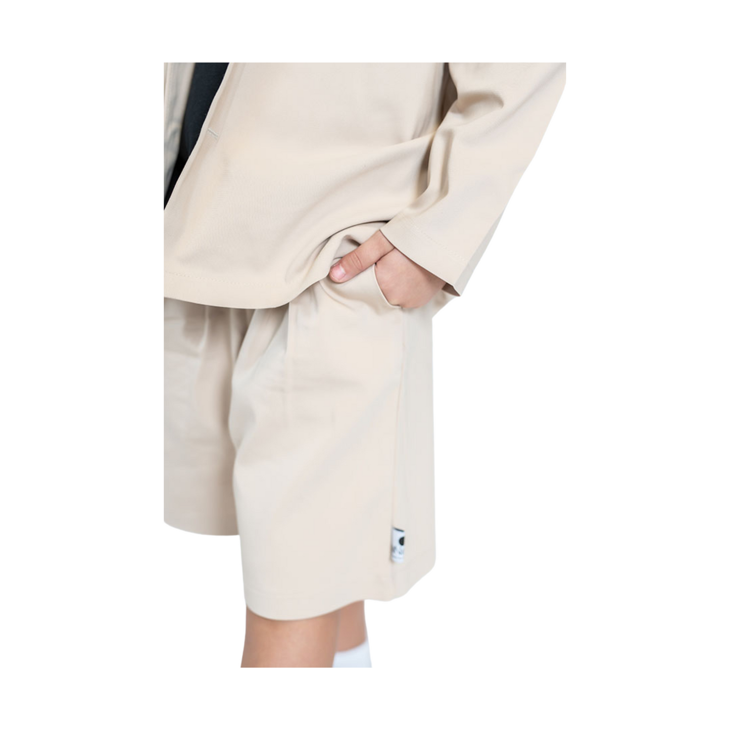 Boys' Two-Piece Suit – Beige Blazer & Shorts